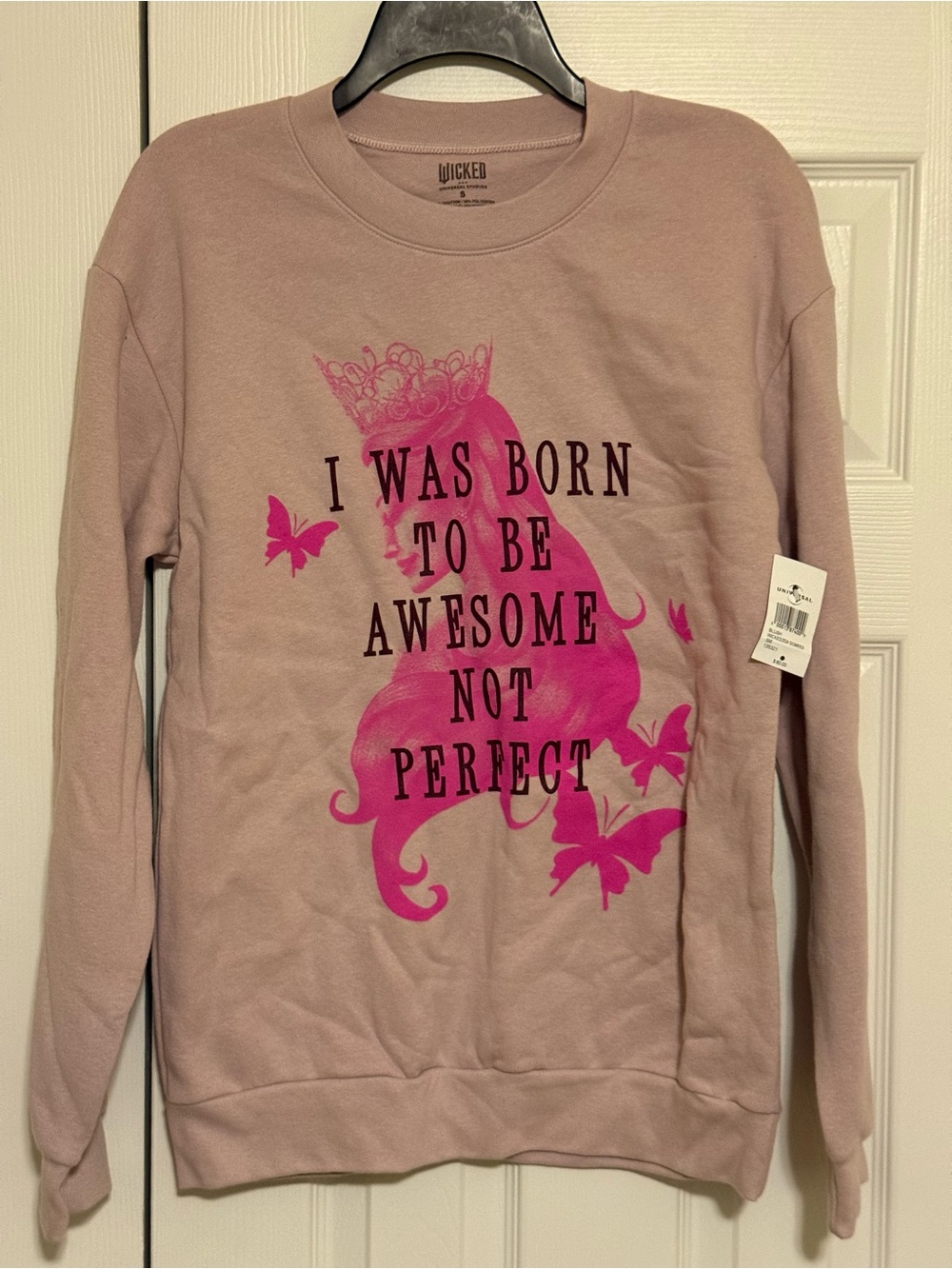 NEW Wicked Universal Studios Pink Graphic Crewneck Sweatshirt - Glenda